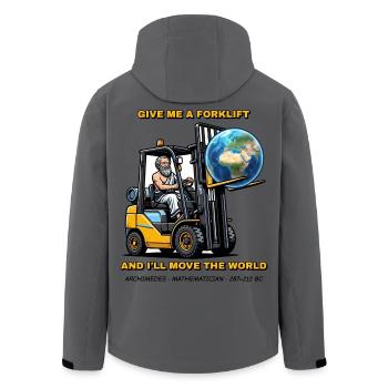 Archimedes – Gebt mir einen Stapler - Recycelte Männer Softshell-Jacke von Stanley/Stella - Anthrazit - Hinten - AI Model Male 185 light (185cm)