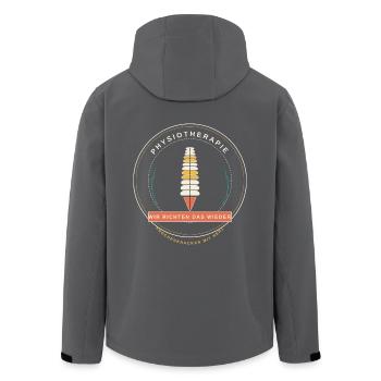 Physiotherapie - Knochenknacker mit Herz - Recycelte Männer Softshell-Jacke von Stanley/Stella - Anthrazit - Hinten - AI Model Male 185 light (185cm)