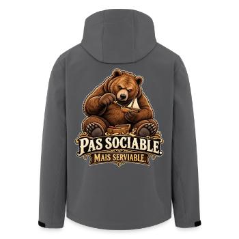 Nicht gesellig, aber hilfsbereit – lustiger Handwerkerbär - Recycelte Männer Softshell-Jacke von Stanley/Stella - Anthrazit - Hinten - AI Model Male 185 light (185cm)