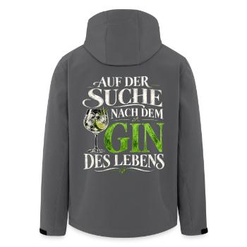 Auf der Suche nach dem Gin des Lebens - Spruch - Recycelte Männer Softshell-Jacke von Stanley/Stella - Anthrazit - Hinten - AI Model Male 185 light (185cm)