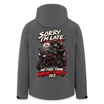 Tut mir leid, mein Tank ist nicht leer. Biker-Humor - Recycelte Männer Softshell-Jacke von Stanley/Stella - Anthrazit - Hinten - AI Model Male 185 light (185cm)