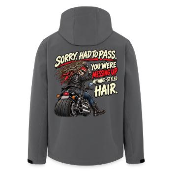 Überholen, du hast mich durcheinandergebracht. Biker-Humor - Recycelte Männer Softshell-Jacke von Stanley/Stella - Anthrazit - Hinten - AI Model Male 185 light (185cm)