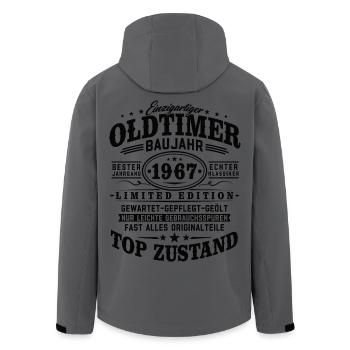 Oldtimer Baujahr 1967 Jahrgang Geburtstag Geschenk - Recycelte Männer Softshell-Jacke von Stanley/Stella - Anthrazit - Hinten - AI Model Male 185 light (185cm)