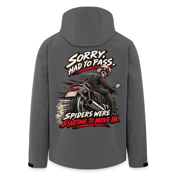 Überholung! Die Spinnen haben sich eingerichtet. Humor - Recycelte Männer Softshell-Jacke von Stanley/Stella - Anthrazit - Hinten - AI Model Male 185 light (185cm)