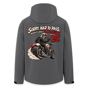 Überholung. Kosmische Kollision. Biker-Humor - Recycelte Männer Softshell-Jacke von Stanley/Stella - Anthrazit - Hinten - AI Model Male 185 light (185cm)