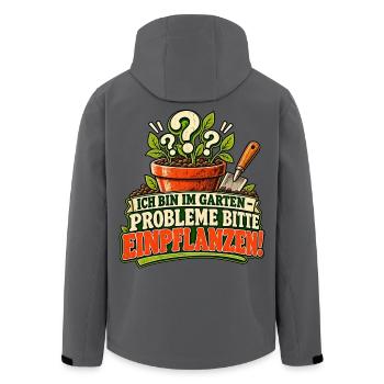 Gartenhumor: Probleme einpflanzen - Recycelte Männer Softshell-Jacke von Stanley/Stella - Anthrazit - Hinten - AI Model Male 185 light (185cm)