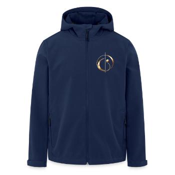 Business Elegance – Elegantes Gold-Emblem - Recycelte Männer Softshell-Jacke von Stanley/Stella - Navy - Vorne - AI Model Male 185 light (185cm)