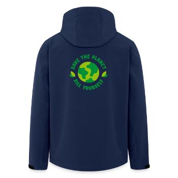 Save the Planet - Kill yourself - Recycelte Männer Softshell-Jacke von Stanley/Stella - Navy - Hinten - AI Model Male 185 light (185cm)