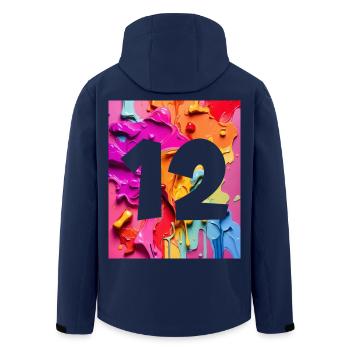 NR. 12 NUMMER 12 BUNT 12. GEBURTSTAG - Recycelte Männer Softshell-Jacke von Stanley/Stella - Navy - Hinten - AI Model Male 185 light (185cm)