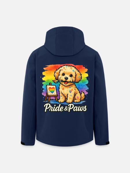 Pride & Paws – Maltipoo mit Pinsel & Regenbogen - Recycelte Männer Softshell-Jacke von Stanley/Stella - Navy
