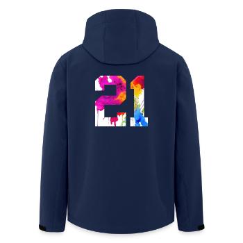 NUMMER 21 JAHRE ALT 21. GEBURTSTAG - Recycelte Männer Softshell-Jacke von Stanley/Stella - Navy - Hinten - AI Model Male 185 light (185cm)