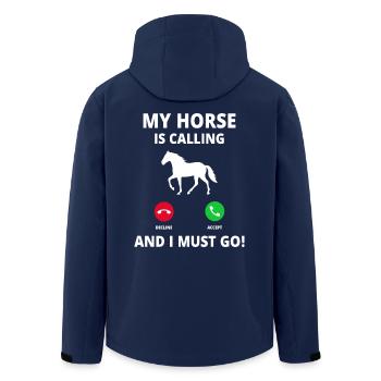 Pferd Anruf Call Pferdebesitzer Pferdebesitzerin - Recycelte Männer Softshell-Jacke von Stanley/Stella - Navy - Hinten - AI Model Male 185 light (185cm)