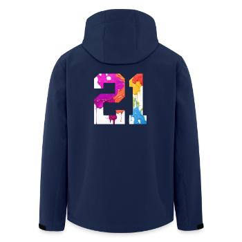 FARBIG NUMMER 21 BUNT 21. GEBURTSTAG - Recycelte Männer Softshell-Jacke von Stanley/Stella - Navy - Hinten - AI Model Male 185 light (185cm)