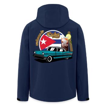 Cuba Cigar Car Rum Libre Havana Souvenir retro - Men’s Recycled Softshell Jacket by Stanley/Stella - navy - Back - AI Model Male 185 light (185cm)