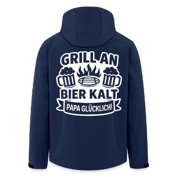 Grill Papa Bier Kalt - Recycelte Männer Softshell-Jacke von Stanley/Stella - Navy - Hinten - AI Model Male 185 light (185cm)