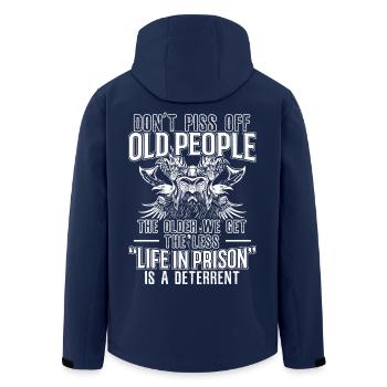 Don't Piss Off Old People The Older We Get - Recycelte Männer Softshell-Jacke von Stanley/Stella - Navy - Hinten - AI Model Male 185 light (185cm)