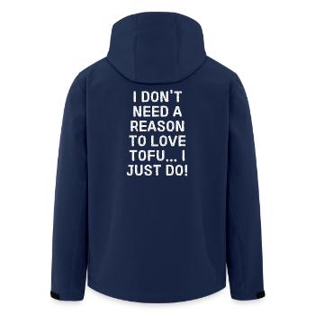 Lustiges veganes Humorzitat Ich brauche keinen Grund... - Recycelte Männer Softshell-Jacke von Stanley/Stella - Navy - Hinten - AI Model Male 185 light (185cm)