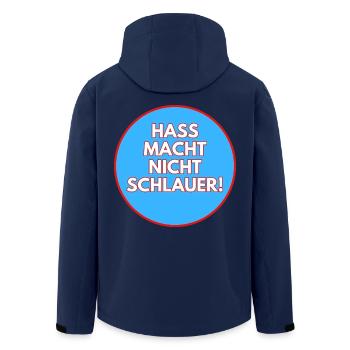 Hass macht nicht schlauer! - Recycelte Männer Softshell-Jacke von Stanley/Stella - Navy - Hinten - AI Model Male 185 light (185cm)