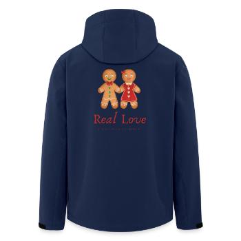 REAL LOVE LEBKUCHEN HOCHZEITSPAAR SHIRT - Recycelte Männer Softshell-Jacke von Stanley/Stella - Navy - Hinten - AI Model Male 185 light (185cm)