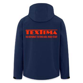VEB Kombinat Textima Karl-Marx-Stadt DDR - Recycelte Männer Softshell-Jacke von Stanley/Stella - Navy - Hinten - AI Model Male 185 light (185cm)