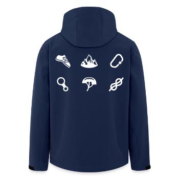 Klettern Symbole Bouldern Bergsteiger Freeclimber - Recycelte Männer Softshell-Jacke von Stanley/Stella - Navy - Hinten - AI Model Male 185 light (185cm)