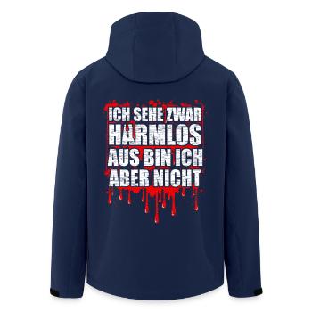 Sehe Harmlos Aus Bin Ich Aber Nicht Spruch Lustig - Recycelte Männer Softshell-Jacke von Stanley/Stella - Navy - Hinten - AI Model Male 185 light (185cm)