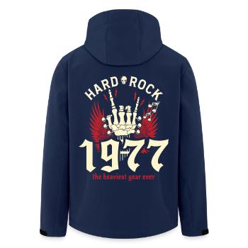 1977 50-jähriges Jubiläum Vintage Rocker - Recycelte Männer Softshell-Jacke von Stanley/Stella - Navy - Hinten - AI Model Male 185 light (185cm)