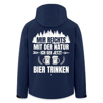 Mir_reichts_mit_der_Natur_ich_geh_Bier_trinken - Recycelte Männer Softshell-Jacke von Stanley/Stella - Navy - Hinten - AI Model Male 185 light (185cm)