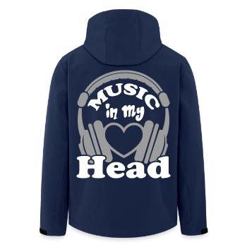 Music in my Head Kopfhörer Headphone DJ Herz  - Recycelte Männer Softshell-Jacke von Stanley/Stella - Navy - Hinten - AI Model Male 185 light (185cm)