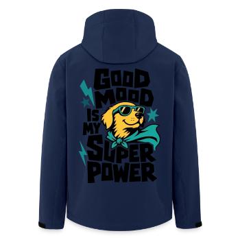 Hund als Superheld – Good Mood Is My Super Power - Recycelte Männer Softshell-Jacke von Stanley/Stella - Navy - Hinten - AI Model Male 185 light (185cm)