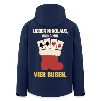 Lieber Nikolaus bring mir vier Buben – Skat - Recycelte Männer Softshell-Jacke von Stanley/Stella - Navy - Hinten - AI Model Male 185 light (185cm)