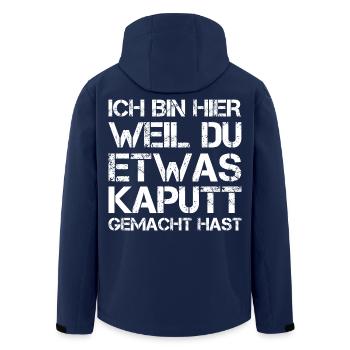 Ich Bin Hier Weil Du Was Kaputt Gemacht Hast - Recycelte Männer Softshell-Jacke von Stanley/Stella - Navy - Hinten - AI Model Male 185 light (185cm)