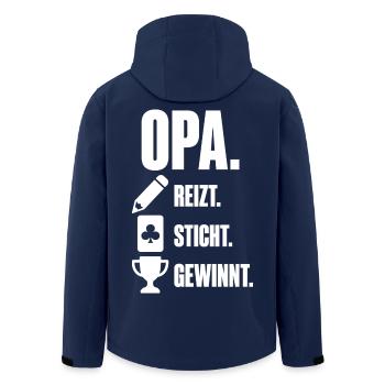 Opa reizt sticht gewinnt – Skat Opa Geschenk - Recycelte Männer Softshell-Jacke von Stanley/Stella - Navy - Hinten - AI Model Male 185 light (185cm)