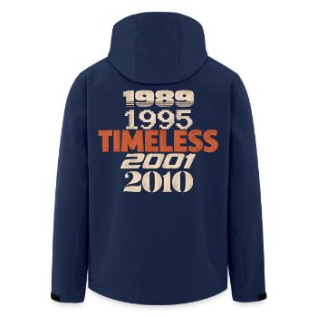 ZEITLOS — Generationen 1989–2010 - Recycelte Männer Softshell-Jacke von Stanley/Stella - Navy - Hinten - AI Model Male 185 light (185cm)
