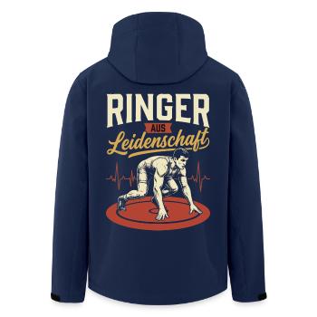 Ringer Leidenschaft Kraft - Recycelte Männer Softshell-Jacke von Stanley/Stella - Navy - Hinten - AI Model Male 185 light (185cm)