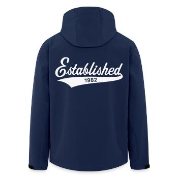 Established 1982 (Geburtsjahr, Geburtstag / White) - Recycelte Männer Softshell-Jacke von Stanley/Stella - Navy - Hinten - AI Model Male 185 light (185cm)