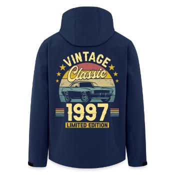 1997 30-Jahre-Jubiläums-Oldtimer - Recycelte Männer Softshell-Jacke von Stanley/Stella - Navy - Hinten - AI Model Male 185 light (185cm)