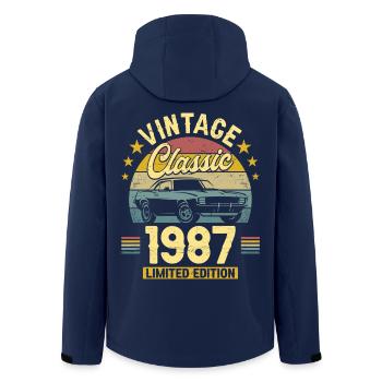 Oldtimer zum 40-jährigen Jubiläum 1987 - Recycelte Männer Softshell-Jacke von Stanley/Stella - Navy - Hinten - AI Model Male 185 light (185cm)