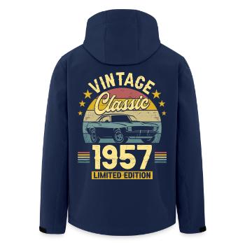 Oldtimer zum 70-jährigen Jubiläum 1957 - Recycelte Männer Softshell-Jacke von Stanley/Stella - Navy - Hinten - AI Model Male 185 light (185cm)