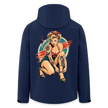 Rockabilly Pin-Up: Old School Tattoo Style - Recycelte Männer Softshell-Jacke von Stanley/Stella - Navy - Hinten - AI Model Male 185 light (185cm)