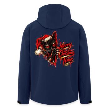 Merry Christmas Time – Black Cat Christmas - Recycelte Männer Softshell-Jacke von Stanley/Stella - Navy - Hinten - AI Model Male 185 light (185cm)