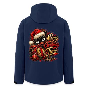 Merry Christmas Time – Cute Black Cat Christmas - Recycelte Männer Softshell-Jacke von Stanley/Stella - Navy - Hinten - AI Model Male 185 light (185cm)