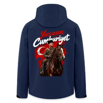 Atatürk Auf Pferd Yaşasın Cumhuriyet Türkei - Recycelte Männer Softshell-Jacke von Stanley/Stella - Navy - Hinten - AI Model Male 185 light (185cm)