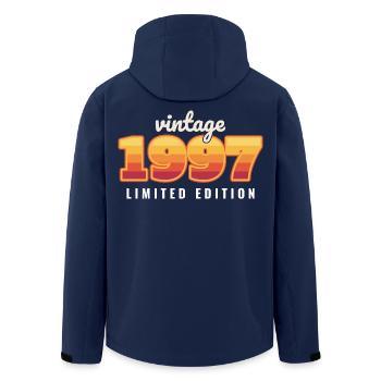 Vintage 1997 Limited Edition - Recycelte Männer Softshell-Jacke von Stanley/Stella - Navy - Hinten - AI Model Male 185 light (185cm)