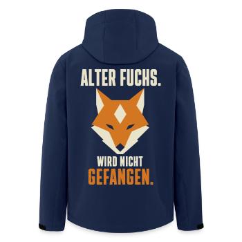 Alter Fuchs wird nicht gefangen – Doppelkopf - Recycelte Männer Softshell-Jacke von Stanley/Stella - Navy - Hinten - AI Model Male 185 light (185cm)