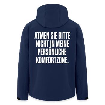 Lustiger Spruch Komfortzone - Recycelte Männer Softshell-Jacke von Stanley/Stella - Navy - Hinten - AI Model Male 185 light (185cm)