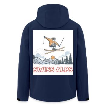 Schweizer Alpen Sprung-Skier - Recycelte Männer Softshell-Jacke von Stanley/Stella - Navy - Hinten - AI Model Male 185 light (185cm)