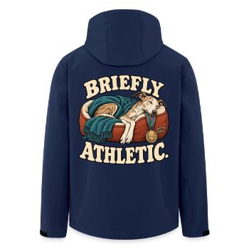 Kurzzeitiger athletischer Whippet - Recycelte Männer Softshell-Jacke von Stanley/Stella - Navy - Hinten - AI Model Male 185 light (185cm)