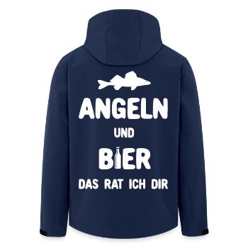 Angeln und Bier - das rat ich dir!  Sprüche Angler - Recycelte Männer Softshell-Jacke von Stanley/Stella - Navy - Hinten - AI Model Male 185 light (185cm)