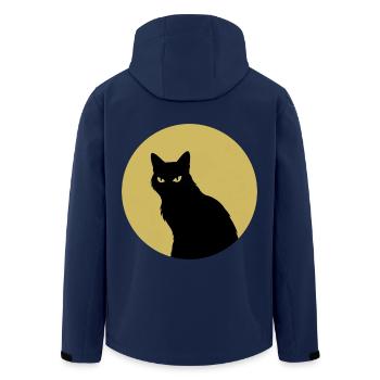 sitzende Katze im Vollmond Silhouette - Recycelte Männer Softshell-Jacke von Stanley/Stella - Navy - Hinten - AI Model Male 185 light (185cm)